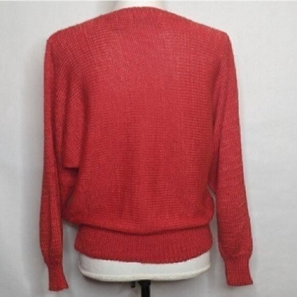 Vintage 80s 90s Ginenne Pullover Sweater Medium Angora Red Suede Crewneck - Picture 5 of 7